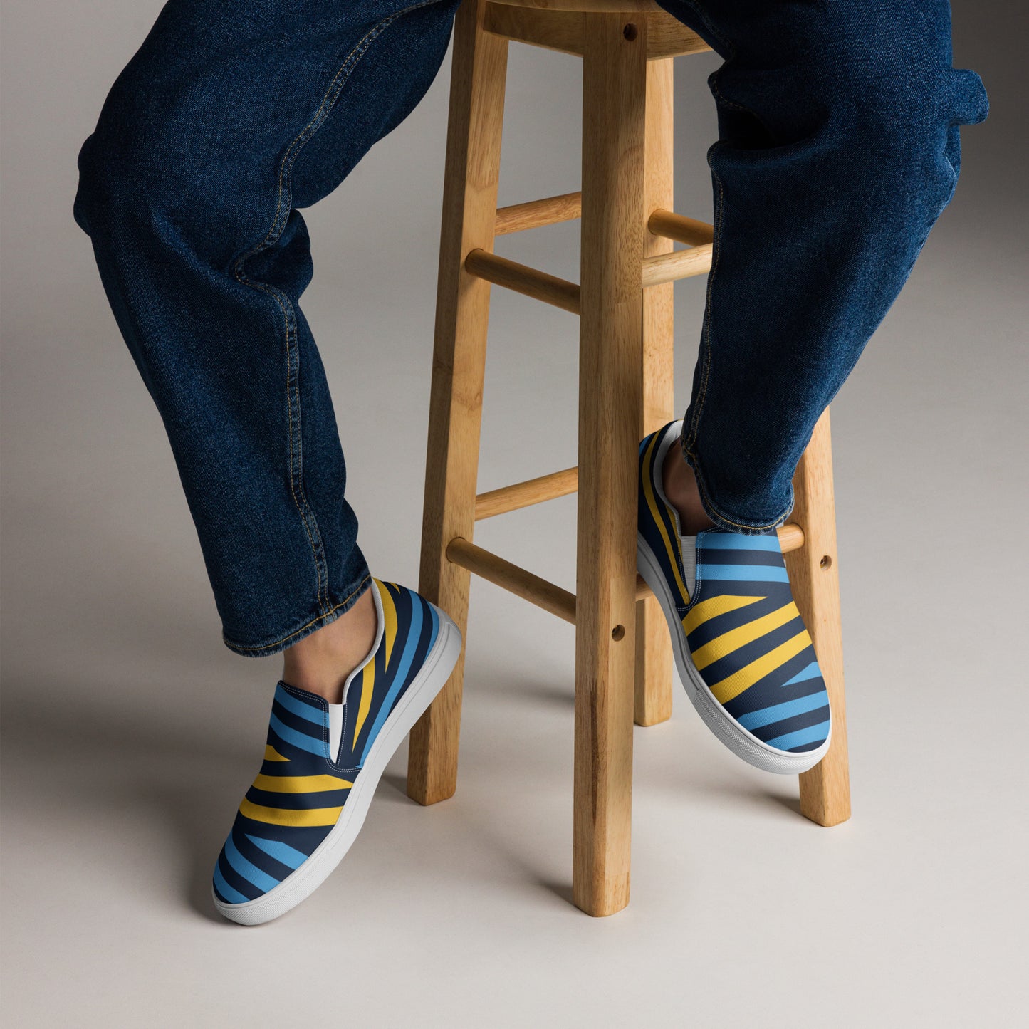 Men’s slip-on canvas shoes - Blue and Yellow Stripes