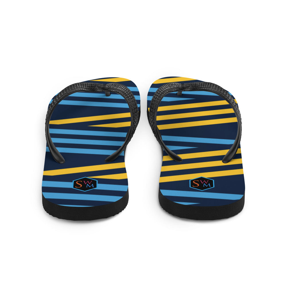 Flip Flops - Blue and Yellow Stripes