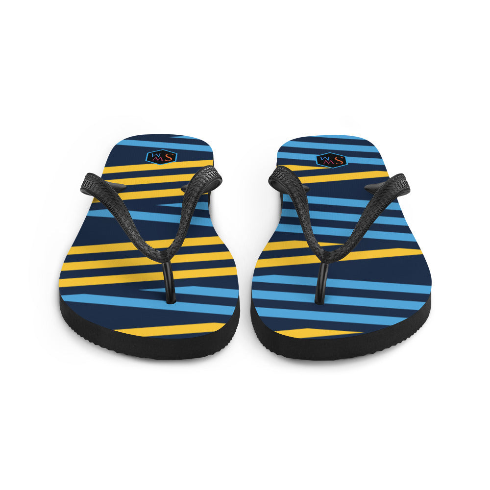 Flip Flops - Blue and Yellow Stripes
