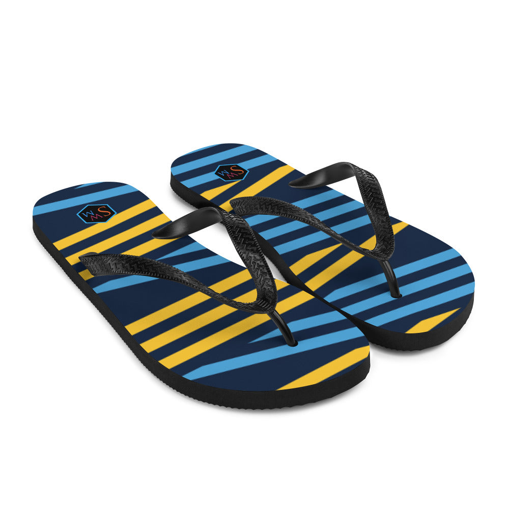 Flip Flops - Blue and Yellow Stripes