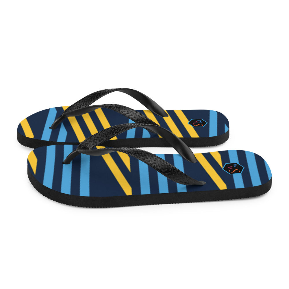 Flip Flops - Blue and Yellow Stripes