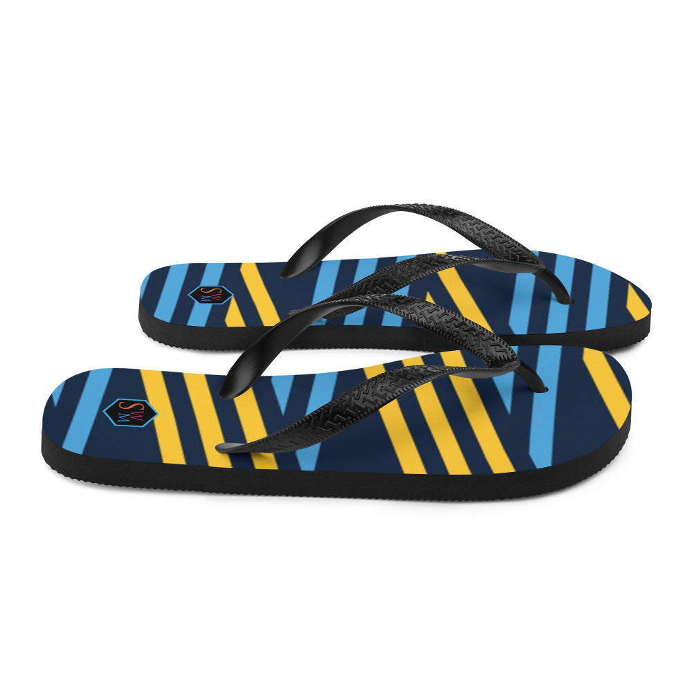 Flip Flops - Blue and Yellow Stripes