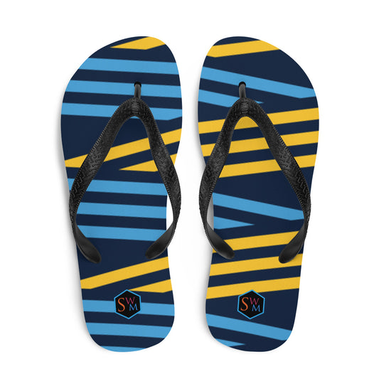Flip Flops - Blue and Yellow Stripes