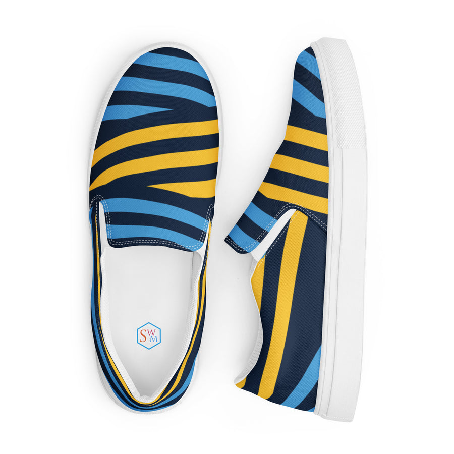 Men’s slip-on canvas shoes - Blue and Yellow Stripes